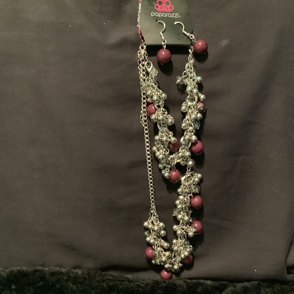 Paparazzi Silver and Purple Multi-Strand Necklace